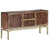 RONGQI Sideboard, Kommode Schlafzimmer, Kommoden & Sideboards, Wohnzimmerschrank, Flur Kommode, Zimmer Möbel, 120x29x60cm Mango-Massivholz