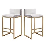 Bar Stools Set/Bar Stools Set of 2, Modern Upholstered Bar Chairs with Back and Footrest, Counter Height Bar Stools for Kitchen Island Dining Room Cafe