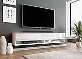 Furnix TV Lowboard Alyx Fernsehschrank Kommode B180 x H34 x T32 cm - ohne LED-Beleuchtung, TV-Schrank Sideboard 2 Fächer mit Tür „Push-Click“, 2 offene Ablagen unten, Wandmontage möglich