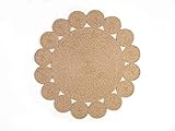 ENGLISH HOME Jute Teppich Rund, Boho und Ethno Look Teppich für Wohnzimmer, Schlafzimmer, Ankleidezimmer, im Flur oder Esszimmer, Dekorativer Juteteppich 90 cm, Ring, Natur