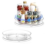 LUZOON Kühlschrank Organizer 2 Stück: Groß + Klein, Schrank Organizer Küche küchen organizer Lazy Susan 360°Drehbarer Gewürzhalter -Durchmesser 27+23cm