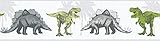 A.S. Création Bordüre Little Stars Borte mit Dinosauriern 5,00 m x 0,13 m grau grün weiß Made in Germany 358361 35836-1