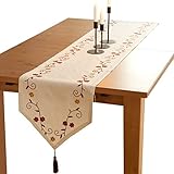 WYQ Rustikaler Tischläufer Beige 3D Blume Baumwolle Jute Tischläufer Tischläufer für Familienessen, Versammlungen, Partys, den täglichen Gebrauch 3 220x40cm beige