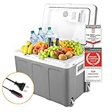 TZS First Austria elektrische Kühlbox 45 Liter | 12 Volt & 230 Volt Anschluss | mit 12-V-Stecker fürs Auto | mobiler Minikühlschrank mit Rollen | für Camping, Festivals, Reisen | mit Warmhaltefunktion