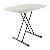 Nexos Partytisch 50x70 cm weiß Klapptisch Balkontisch höhenverstellbar Beistelltisch Campingtisch klappbar 6 kg Kunststoff Metallgestell