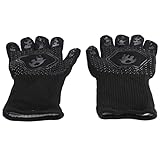 Grillhandschuhe, Hitzebeständig, Grillhandschuhe, rutschfeste Ofenhandschuhe, Lange Küchenhandschuhe Zum Grillen, Backen, Schwarz, Durchschnittliche Größe 26–35 cm