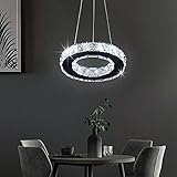 Moderne Kristall-Mini-Kronleuchter-Leuchte, LED-Pendelbeleuchtung, runder Ring, verstellbare Edelstahl-Deckenleuchte, Hängeleuchten für Esszimmer, Küche, Insel, Flur, Restaurant (kaltes Weiß)