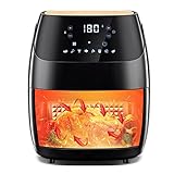 PANPEAK Heißluftfritteuse 5L XXL 2000W Schwarz Fritteuse Heißluftfritteuse Airfryer mit digitalem LED-Touchscreen 8 Programme Vorheizen und Warmhalten ohne Öl