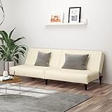 BULANED Tagesbett 2-Sitzer, Couch für Wohnzimmer, für Wohnungen, Sofabett, Polsterliege, Ausziehsofa, Relaxsofa, Daybed, Creme Kunstleder