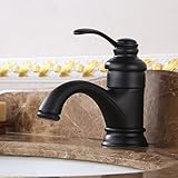 Vintage-Badezimmer-Wasserhahn, Antik-Messing-Badezimmer-Waschtischarmatur, Kalt-Heißmischer, Vintage-Waschtischarmatur, Einhand-Badezimmer-Waschtischarmatur, Schwarz (Color : Noir)