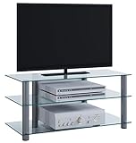 VCM TV Rack Lowboard Konsole LCD LED Fernsehtisch Möbel Bank Glastisch Tisch Schrank Aluminium Klarglas 'Netasa', 95 x 42 x 46