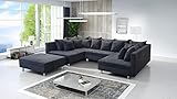 Kuechen-preisbombe Wohnlandschaft Sofa Couch Ecksofa Eckcouch Cordstoff Graphite grau Minsk XXL