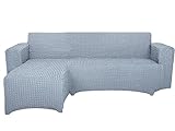 SODERBERGH Sofahusse Ecksofa Recamiere Stretch Bezug Dekoration Couch Polstersofa, Farbe Hussen:Grey 216, Größe:Recamiere Links