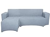 SODERBERGH Sofahusse Ecksofa Recamiere Stretch Bezug Dekoration Couch Polstersofa, Farbe Hussen:Grey 216, Größe:Recamiere Links