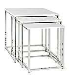 Haku-Möbel 3-Satz-Tisch, Chrom/weiß, 29/34/39 x 29/34/39 x 36/39/42 cm