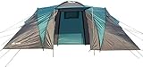 Semoo - Zelt mit Tragetasche für 4 Personen - 2 Eingänge - 2 Kabinen + Zwischenraum - Wasserdicht - 3-Jahreszeiten Familienzelt - Blau/Grau