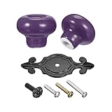 sourcing map Keramik-Schubladenknöpfe, Vintage-Griffe, 32 mm Durchmesser, 4 Stück, Knauf für Kommoden, Schränke, Kleiderschränke, W Basis und Schrauben, mattes Violett