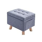 FIONEL Fußhocker Multifunktionaler Aufbewahrungshocker, Haushaltshocker aus Holz, Kleiner Hocker, Sofahocker, Bettaufbewahrung, rechteckiger Hocker Stauraum Sitzhocker (Color : A)