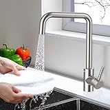 Amazon Brand - Umi Wasserhahn Küche 360° Drehbar -Küchenarmatur mit 2 Strahlarten - 304 Edelstahl Matt - Universal Spültischarmatur