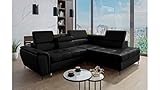 Stylefy Ecksofa Xander - Polsterecke (HxBxL): 94x217x290 cm - Eckcouch Kunstleder Cayenne Schwarz Rechts ohne Schlaffunktion