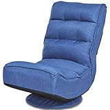 LIFEZEAL Bodenstuhl 360° drehbar, 5-Fach Verstellbarer Sofastuhl, Klappsofastuhl mit Verstellbarer Rückenlehne, Bodensofa bis 150kg belastbar, Meditationsstuhl, Schaumstoff, 4 Farben (Blau)