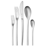 WMF Corio Besteck Set 12 Personen, Essbesteck 60 teilig Monobloc-Messer, Cromargan Edelstahl mattiert, spülmaschinenfest