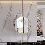 SUCHETA Moderner runder Deckenspiegel für Badezimmer, Waschraum, Rasier- und Waschtisch, hängender Stangenspiegel mit goldenem Metallrahmen, Eingangsbereich, Garderobe, Wohnung, Bauernhaus, dekorat