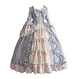 Vintage-Renaissance-Kleid Für Damen Langes Kleider Mode Frauen Vintage Gothic Court Square Kragen Patchwork Bogen Kleid Mittelalterliche Bauerntracht Männer Patchwork Maxikleid Mittelalterkleid