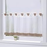 Joyswahl Bistrogardine Voile Schlaufen Scheibengardine Mia Küchen Transparenter Vorhang HxB 60x90cm Braun 1er Pack