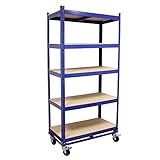Etagenwagen 750kg | 5 Ebenen Regal mit Rollen 195x90x45 cm Transportwagen Magazinwagen Kommissionierregal Regal Lagerregal Garagenregal Werkstattregal Kommissionierwagen (5 Ebenen)