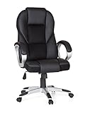 AMSTYLE Bürostuhl Schwarz Gaming Chefsessel mit Armlehne Sportsitz Drehstuhl Kopfstütze Racing Schreibtischstuhl Gamer Design Modern Drehsessel mit Wippfunktion Synchronmechanik bis 120KG