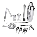 12Pcs/Set Stainless Steel Cocktail Shaker Ice Tong Mixer Drink Boston Bartender Browser Kit Bars Set Professional Bartender Tool