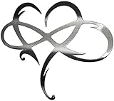 Wanddekoration aus Metall für Zuhause, Infinity Heart Stahl Wanddekor, Metall Wandkunst Liebe Wandzeichen, Metall Wandskulptur Nette Wanddekorkunst for Home Hochzeit Indoor Outdoor Decor ( Color : Sil