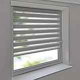 Sonnenschutz-HH - Doppelrollo Klemmfix ohne bohren Vario Seitenzug Duorollo AUSSENMAß Breite 150 x 130 cm Höhe - hellgrau