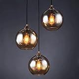 SYUFRE Lange Pendelleuchte, Glaskugel-Kronleuchter, Einzelkopf-Hängeleuchte, lange Linie, kleine Pendelleuchte, Schlafzimmer, Nachttisch, E27, 3-flammige Glas-Deckenleuchte, verstellbare Hängebefestig