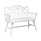 HASMI Grand Patio Gartenbank Outdoor Rückenlehnenbank Schmiedeeisen Sofa Retro Alt Bank Freizeit Doppelstuhl for Wohnzimmer Garten Balkon Innenhof (weiß/schwarz) für Garten Park Balkon (Color : Wit)