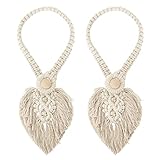 1 Pair Raffhalter für Gardinen, Vorhang Raffhalter Boho Geflochten Blätter Baumwolle Gardinenhalter Vorhang Clips Vorhanghalter Holdback Schnallen für Schlafzimmer Büro Vorhänge Cafe Deko (Beige)