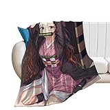 Demon Slayer Nezuko Kuscheldecke Fleecedecke,3D Flauschige Weich Und Warm Microfaser Leichte Plüsch Wohndecke Sofadecke/Tagesdecke Für Sofa Und Bett 50x60in(130x150cm)