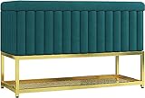 Schuhaufbewahrungsbank mit Schuhregal aus Metall,luxuriöse Schuhregalbank und Samtaufbewahrung, Ottomane, moderner Eingangsbereich, Schuhaufbewahrungsorganisator, 80 x 47 x 35 cm (