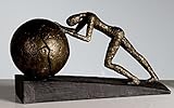 Casablanca modernes Design Exklusive Skulptur Heavy Ball aus Poly Bronzefinish, Schwarzer Base, Höhe 21,5 cm Länge 37 cm