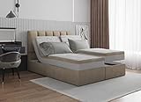 TRADA Palma Boxspringbett elektrisch mit Lattenrost und Matratze (Beige, 160 x 200 cm)