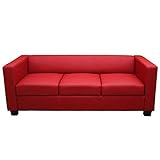 Mendler 3er Sofa Couch Loungesofa Lille - Kunstleder, rot
