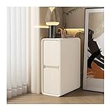 Nachttisch Platzsparender, ultraschmaler Nachttisch mit 2 Schubladen, komplett montierter Holz-Beistelltisch, Beistelltisch, Nachttisch, Nachttisch, Schließfach for Wohnzimmer, Schlafzimmer, Büro, wei