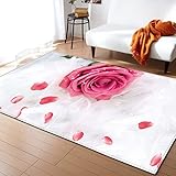AIKARA Modern Teppich - Kurzflor Waschbar - Weich Teppich für Wohnzimmer, Schlafzimmer, Esszimmer – Rosen - 140 * 200CM