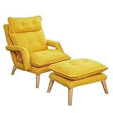 KITCISSL Sessel Wohnzimmer Relaxsessel Ohrensessel Verstellbarer Sessel Schreibtisch Stuhl Lazy Sofa Ergonomischer Bürostuhl Schlafsaal Schlafzimmer Seniorensofa Sessel mit Hocker (Color : Yellow)