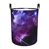 Wäschesammler mit Galaxie-Sternenhimmel, wasserdicht, rund, mit Griffen, für Büro, Schlafzimmer, Kleidung, Spielzeug