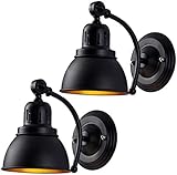 JMWYH Set aus 2 batteriebetriebenen Industrie-Wandleuchten mit Fernbedienung, Vintage-Wandleuchte aus Metall ohne Verkabelung, Metall-Wandleuchte für Schlafzimmer am Nachttisch
