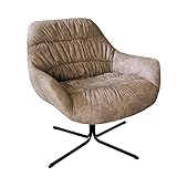riess-ambiente.de Drehbarer Sessel Big Dutch Taupe mit Armlehnen Retro Stil Fernsehsessel Drehsessel Relaxsessel