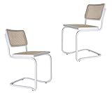 Holm Freischwinger 2er Set Weiß lackiert - Naturgeflecht