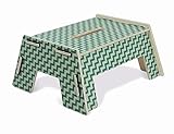 Werkhaus WH 4970 Fußbank Zick-Zack-Muster Türkis ca. 32 x 15,5 x 27,5 cm Tritthocker Holzhocker